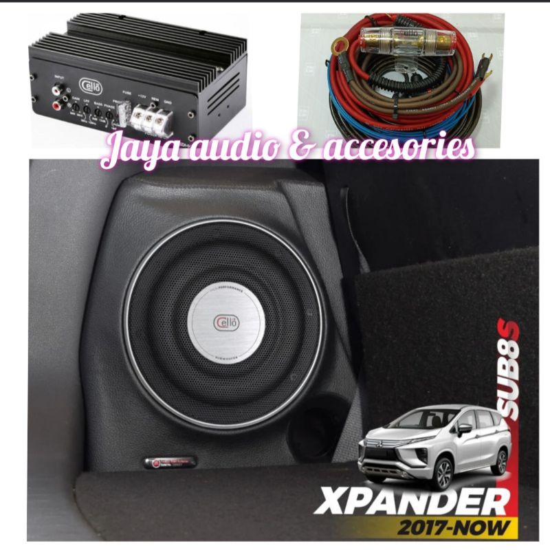 Subwoofer PNP Box Cello 8inch W8S Include Power Monoblok M15MKll dan kabel power Mobil Xpander
