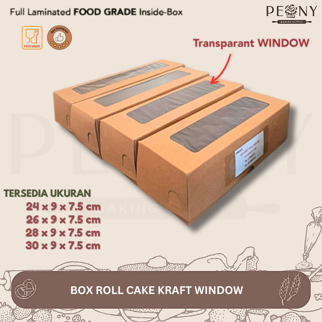 

(12 PCS) BOX KRAFT ROLL CAKE WINDOW / DOS ROLL CAKE / BOX ROLL CAKE