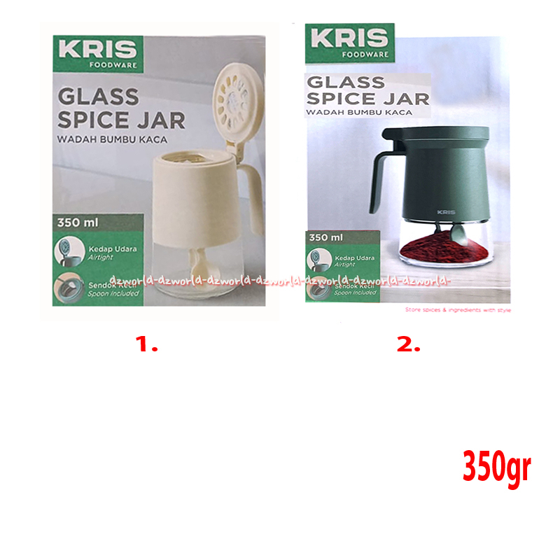 Kris Glass Spice Jar 350ml Wadah Bumbu Kacal Tempat Bumbu Dapur Warna Putih Dan Hijau Stoples Bumbu