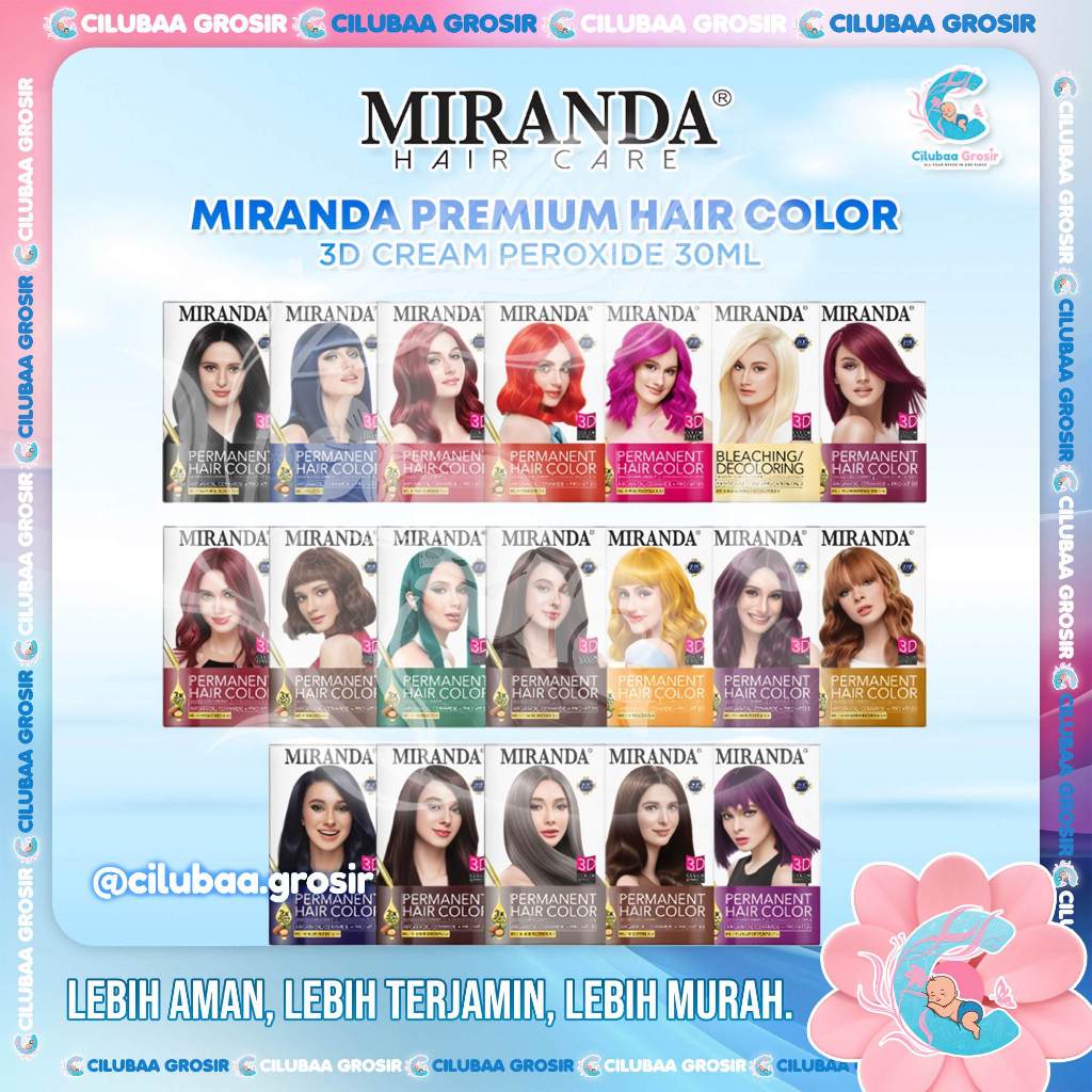 MIRANDA Premium Hair Color 3D Cream Peroxide 30ml || Miranda Semir Cat Rambut