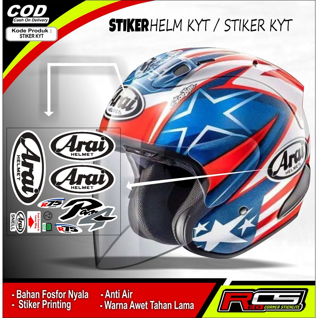 Stiker Set Helm Arai, cod Stiker Set Helm Arai, Stiker Helm Arai