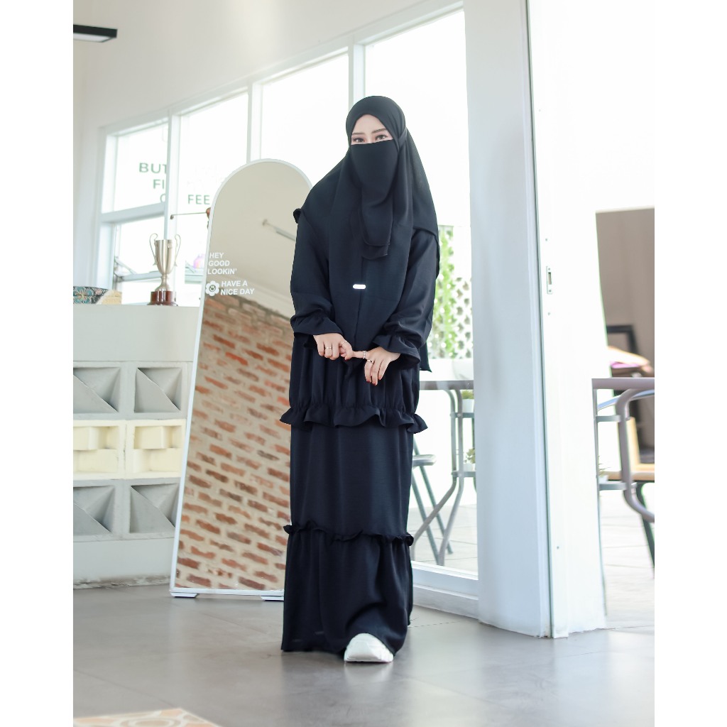 Gamis Sovia Dress Set Bergo Materialo Crinkle AirFlow