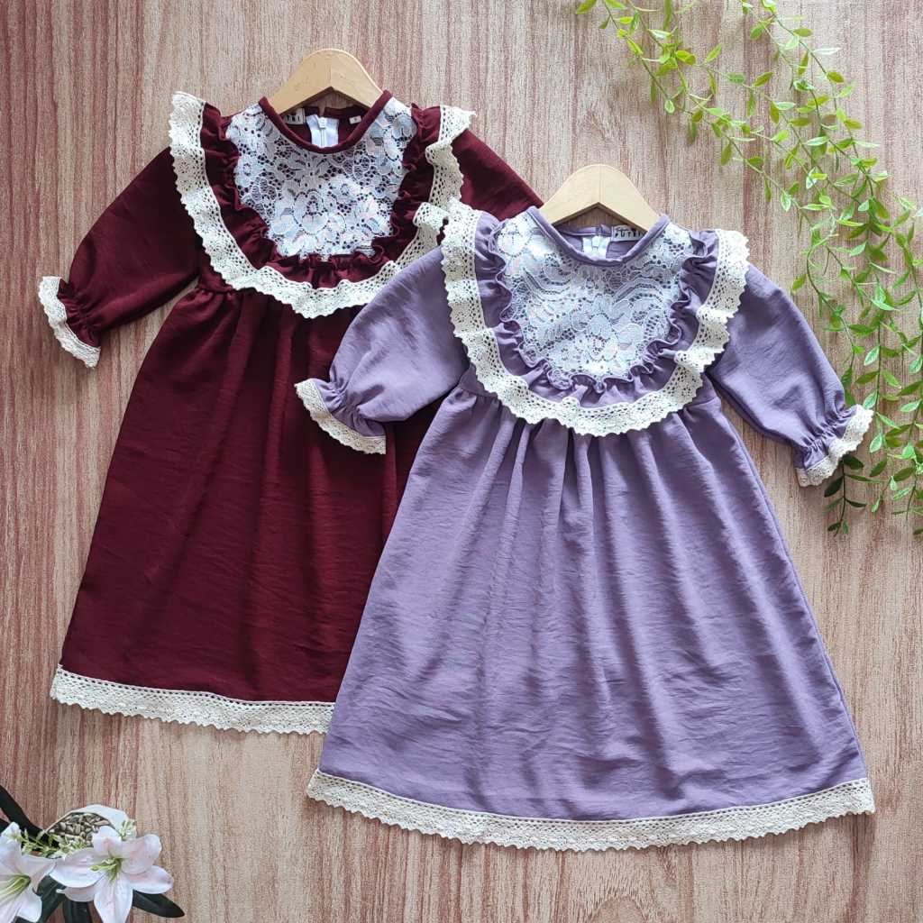 MAZAYA- Gamis Anak LongDress Bayi perempuan bahan Crinkle 6bulan-5tahun Baju Muslim Anak Perempuan D
