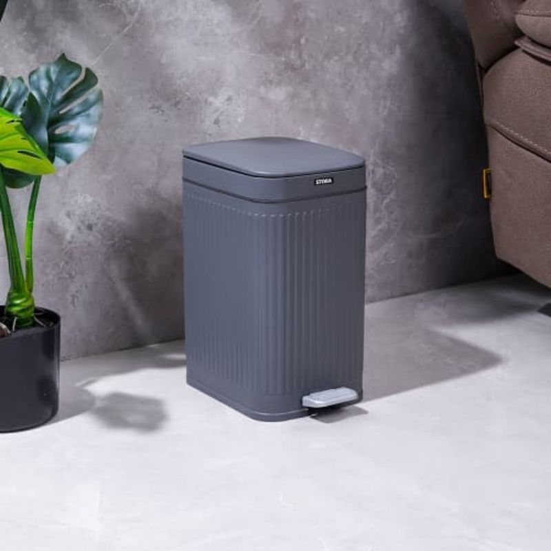 Tempat Sampah 14 Ltr doric Pedal Slim - Abu-abu Tua