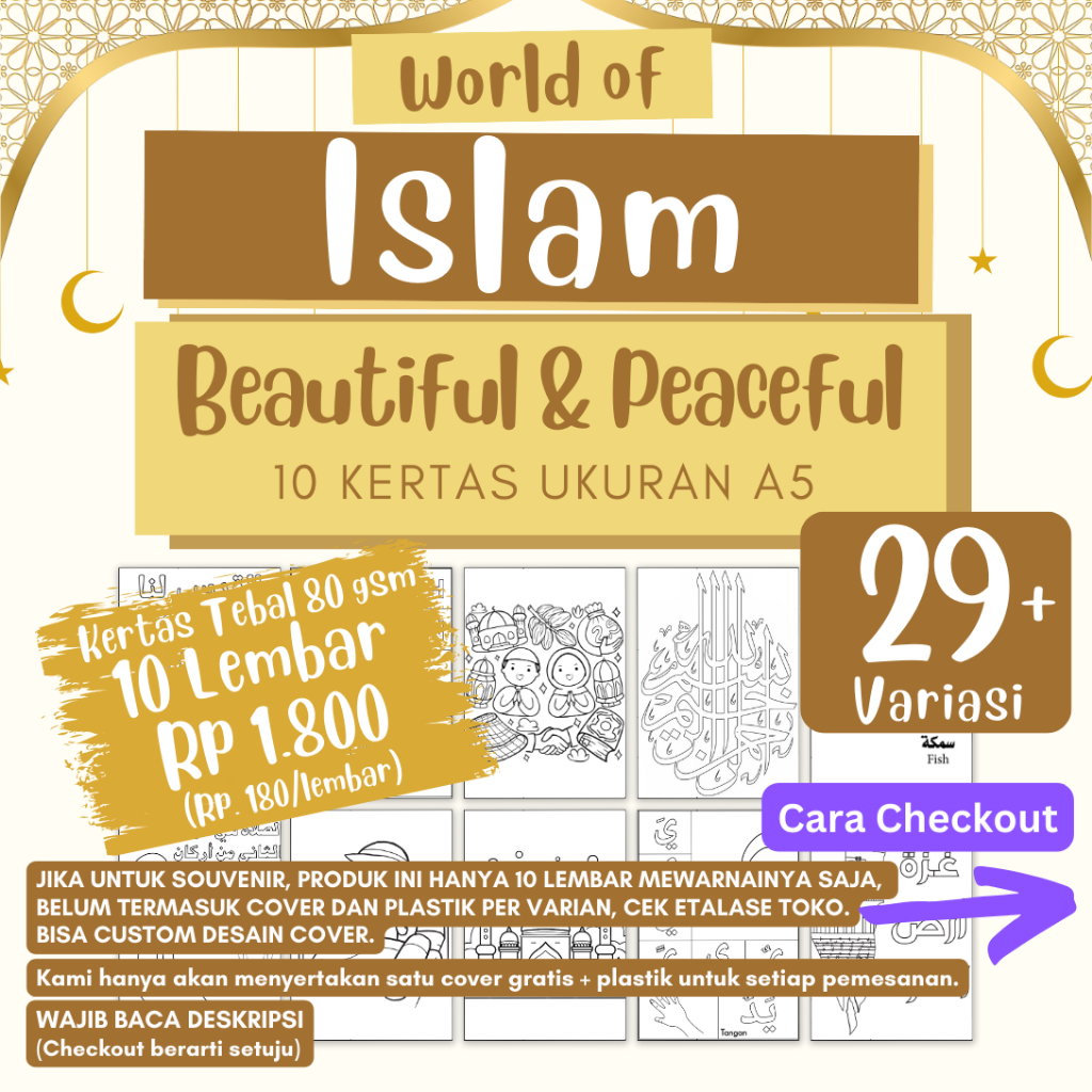 

10 Lembar Kertas Mewarnai (TERMURAH DI SHOPEE) 29+ Variasi Tema Islami Tebal 80 gsm