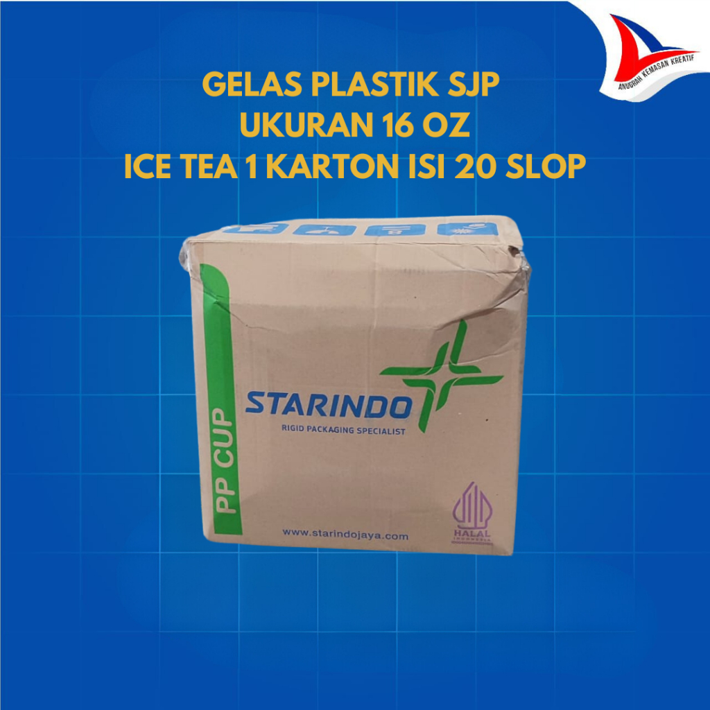 Gelas Sjp 16 Oz Ice Tea / Gelas Plastik 1 Karton Isi 20 Slop