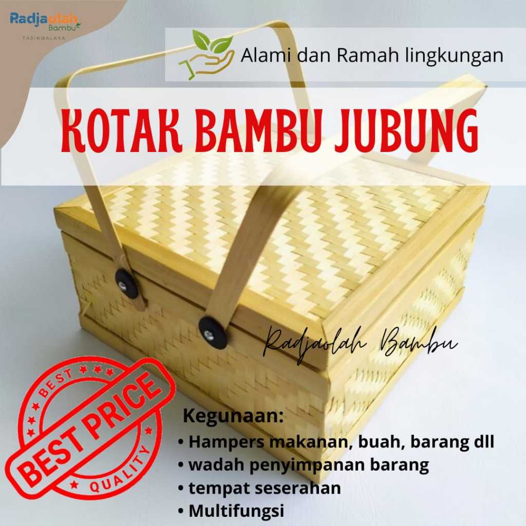 Kotak bambu jinjing anyaman tikar rapat - Kotak Multifungsi / kotak Penyimpanan /  Hampers / Parcel 
