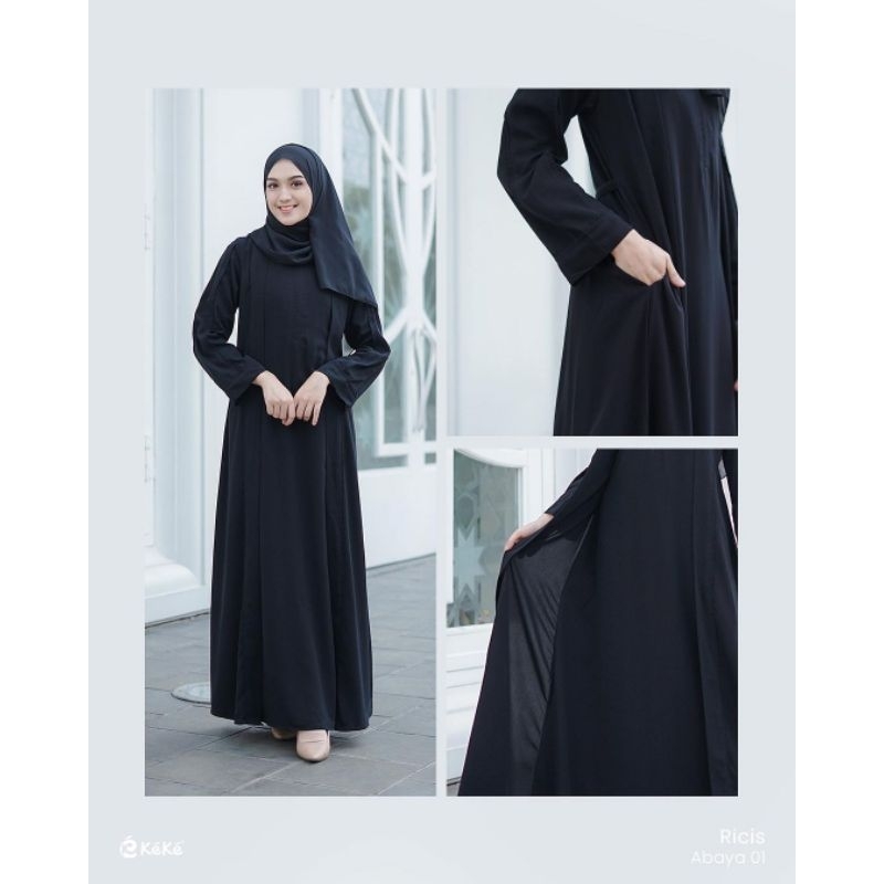 Keke Gamis Dewasa Gdk Dl Ricis Abaya 01 Black/Abaya Polos/Abaya Kekinian