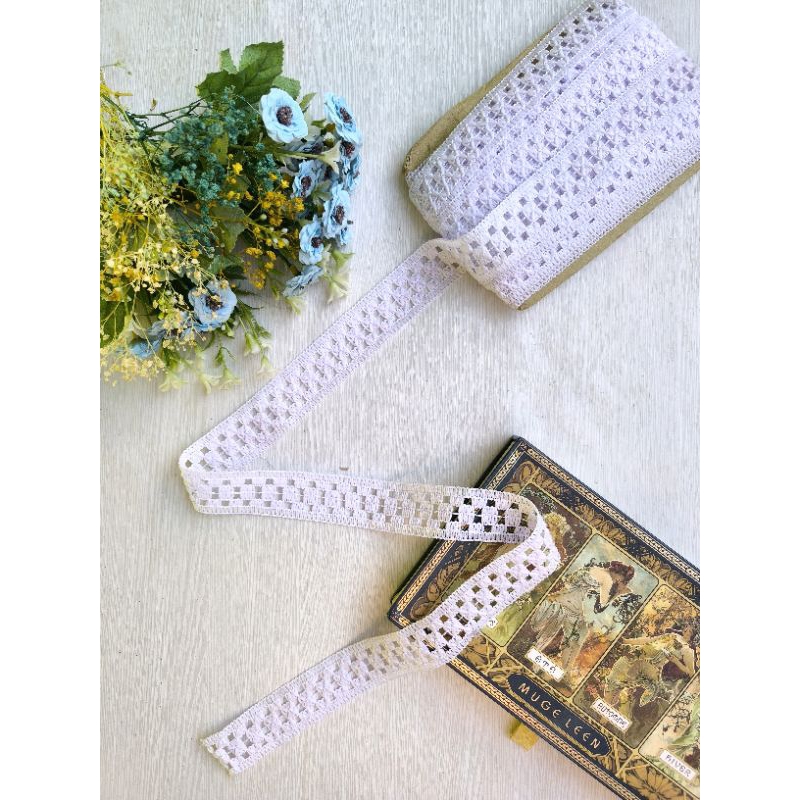 [ KAWAII LACE ] Renda Bolong empuk putih bersih lebar 3cm