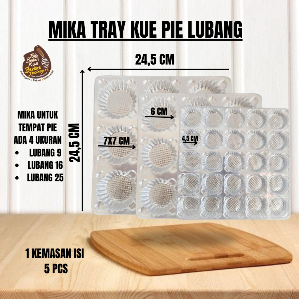 MIKA TRAY KUE PIE LUBANG / ALAS MIKA KUE PIE ISI 5 PCS / ALAS MIKA MOCHI