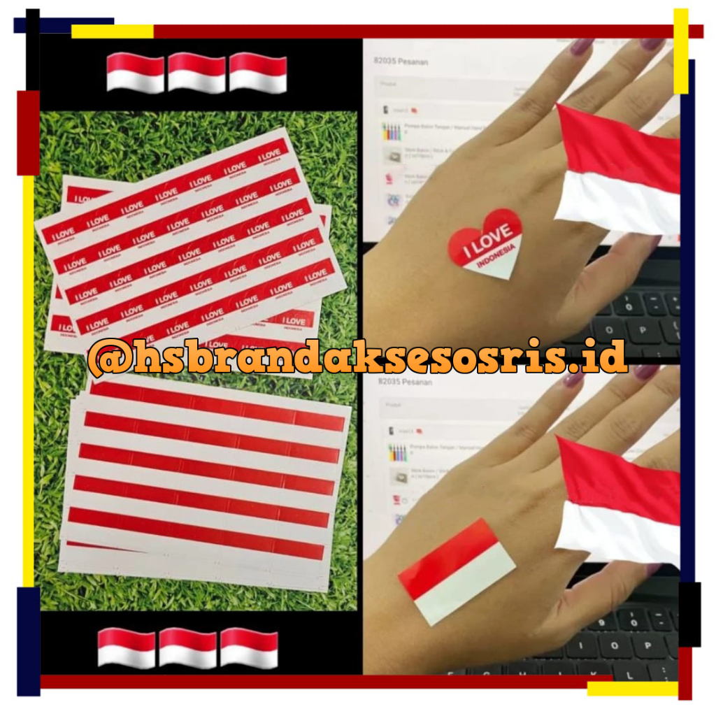 

(PERLEMBAR) TEMPELAN STIKER PIPI BENDERA MERAH PUTIH / STIKER MERAH PUTIH SUPPORT HUT RI 17 AGUSTUS / STIKER I LOVE INDONESIA / STR7813