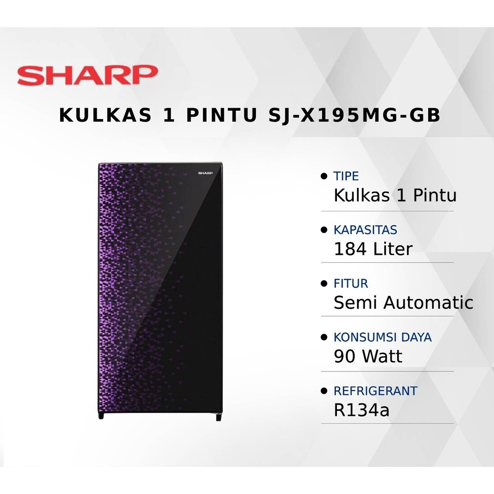 Sharp SJX195MGGB/GR Kulkas 1 Pintu 161L