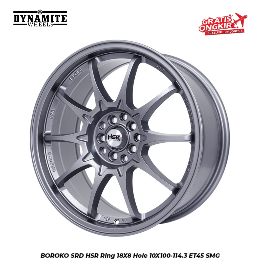 Velg HSR Boroko SRD R18 Buat New Veloz Pcd 5x100 5x114,3 Model CE28 Baut dobel Pcd 10 Warna Grey