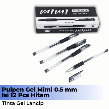 

Pulpen Gel Mimi 0.5 Pack Isi Selusin 12 Pcs Hitam