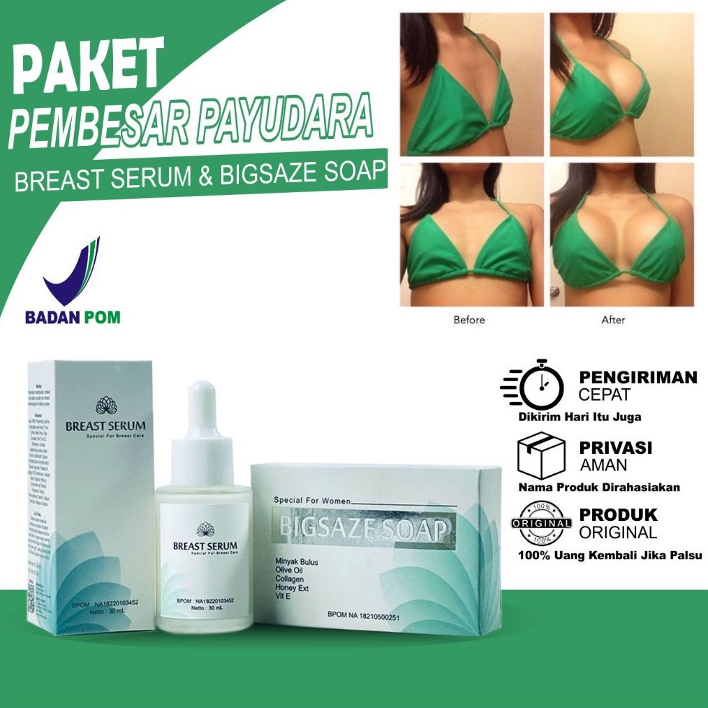 KODE I45K PAKET HEMAT PEMBESAR DAN PENGENCANG PAYUDARA BREAST SERUM BIGSIZE SOAP AMPUH UNTUK PAYUDAR