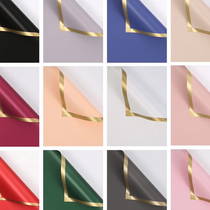 

HJ6 2 Lembar Flower Wrapping Varian List Gold Solid Premium Paper Florist Kertas Buket Bunga Korea Cellophane List Gold Solid Bold Premium Quality Merek Sinowrap GRADE A