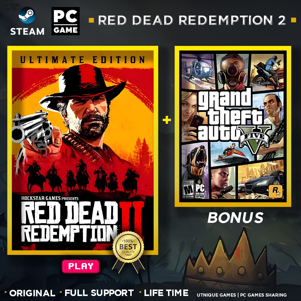 Red Dead Redemption 2 + GTA V Premium Edition PC Original - DL/Download