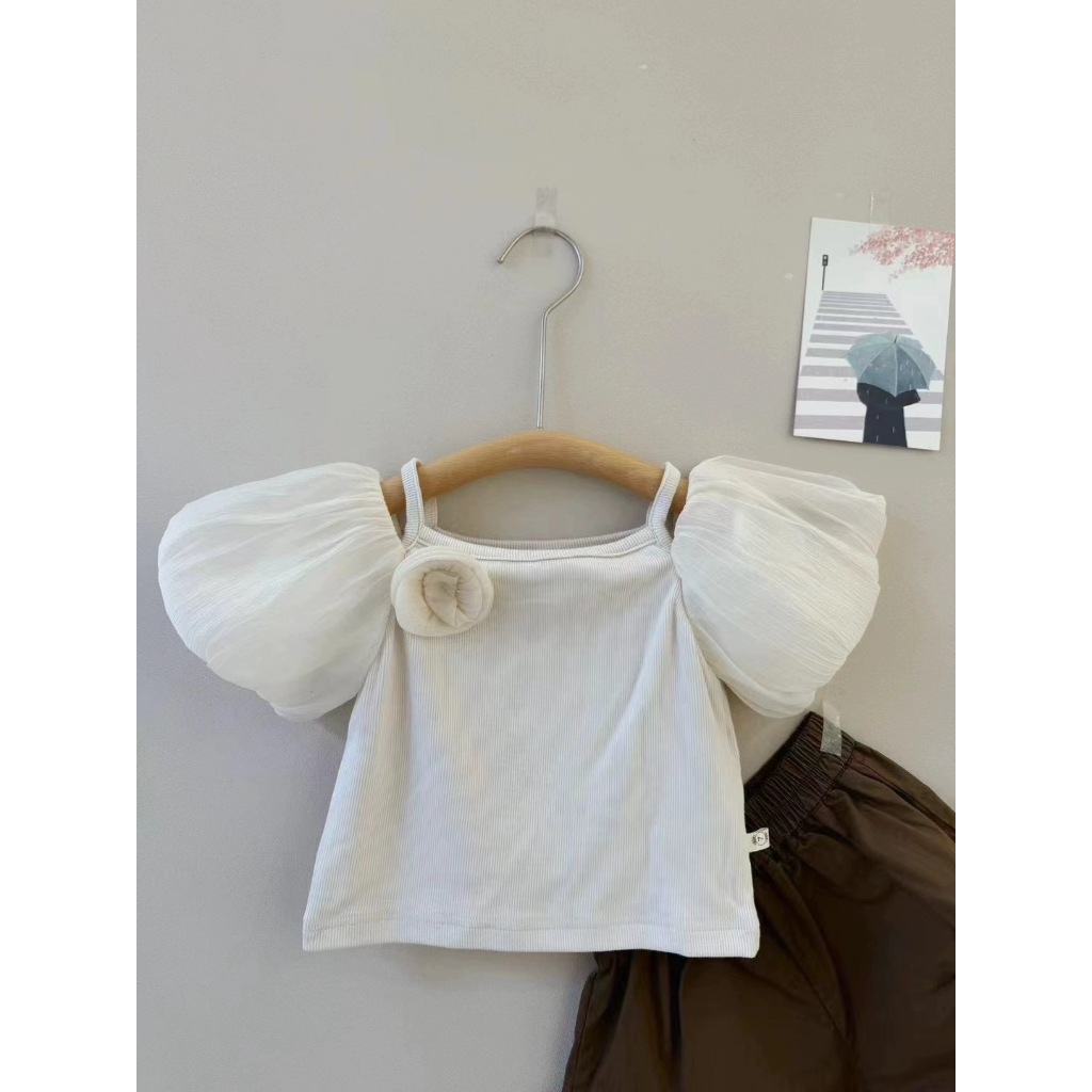 Little Angel Puff Sleeve Off Shoulder Top / Baju Anak Perempuan Korean Style