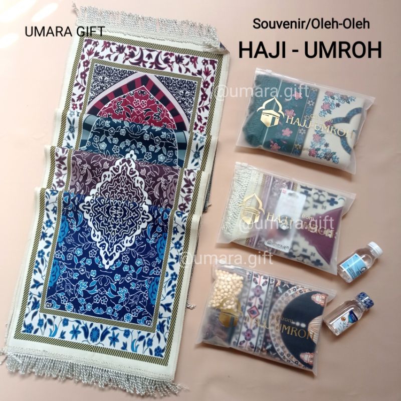 Souvenir Haji oleh-oleh umroh | Sajadah mini Tasbih digital Kurma Kacang Arab