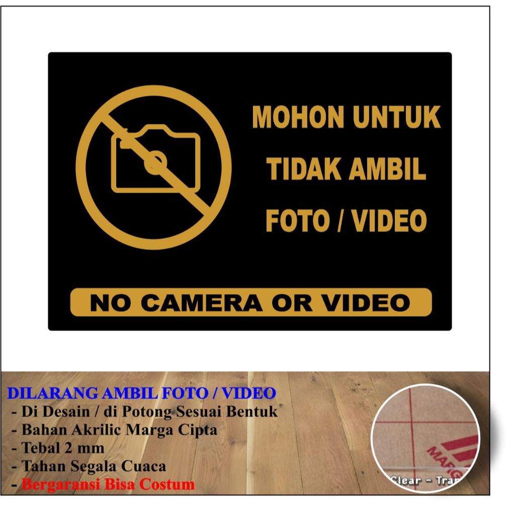 

AKRILIK DILARANG AMBIL FOTO ATAU VIDEO SIGN ACRYLIC TEBAL 2 MM