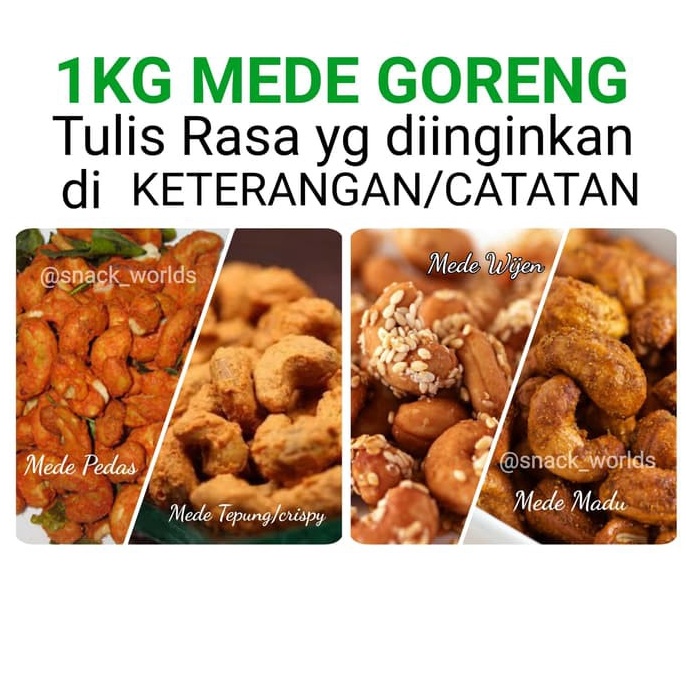 

TOP 1KG Mede Goreng Kacang Monyet Madu Pedas Wijen Krispi Tepung PILIH RASA