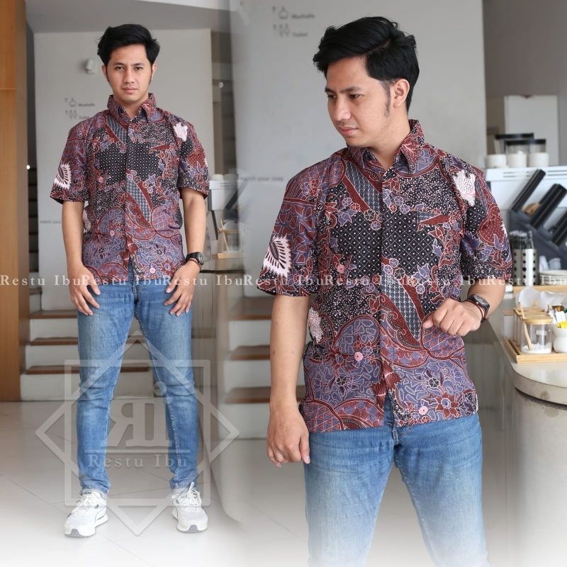 Kemaja Batik Pria Dewasa Modern Kemaja Batik Pria Lengan Pendek Kemeja Kondangan