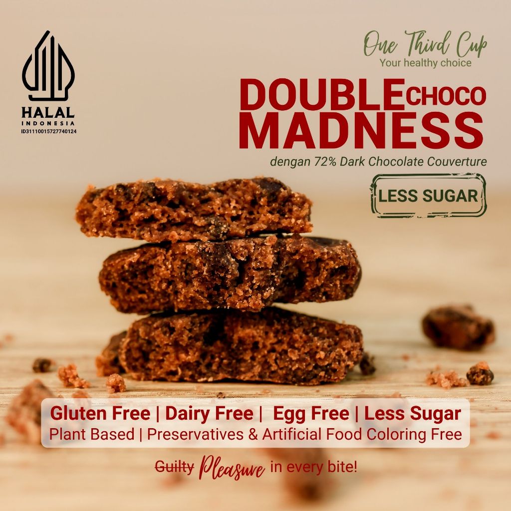 

Butter Cookies - Gluten Free Bebas Susu Bebas Telur Rendah Gula Plant Base - Double Choco Madness