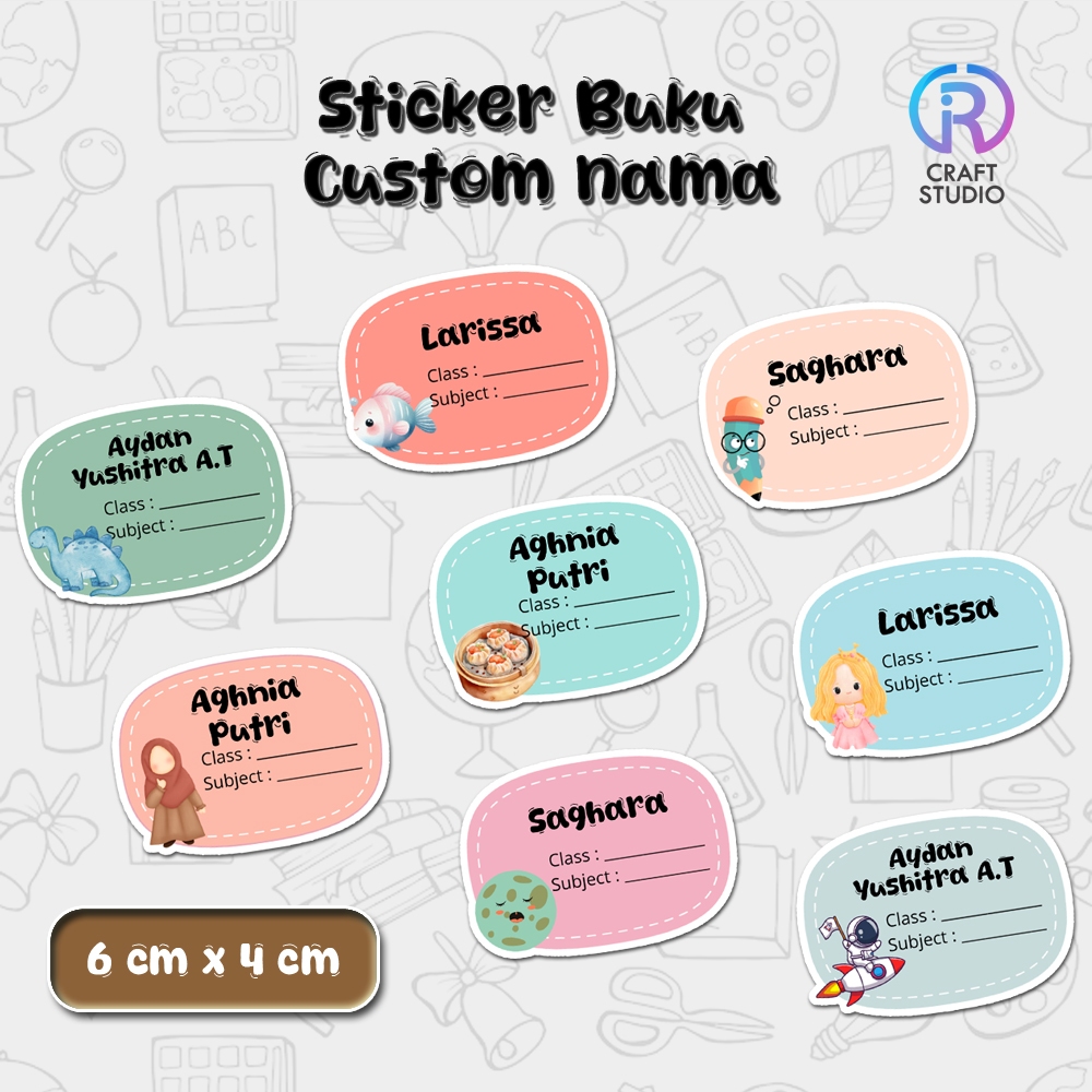 

Isi 32 pcs Sticker Nama Buku Sekolah Custom, Sticker Mata Pelajaran, Sticker Label Nama, Label Buku