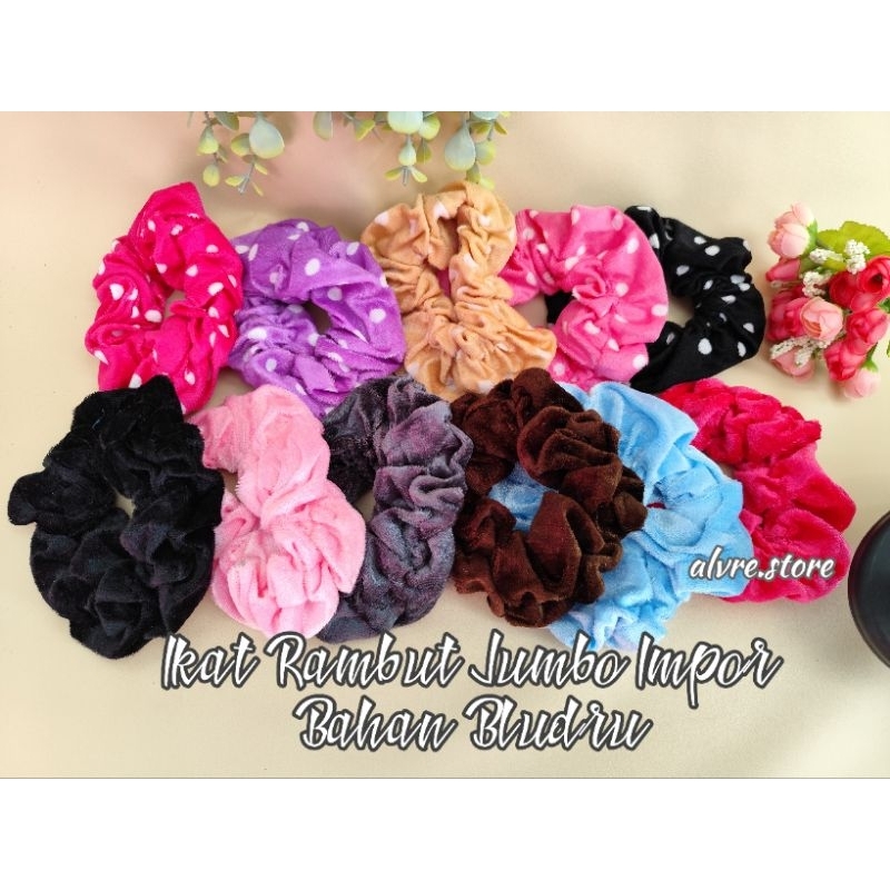 Ikat Rambut Scrunchie PREMIUM Bahan Bludru Kualitas Import - Kuncir Rambut Import Jumbo