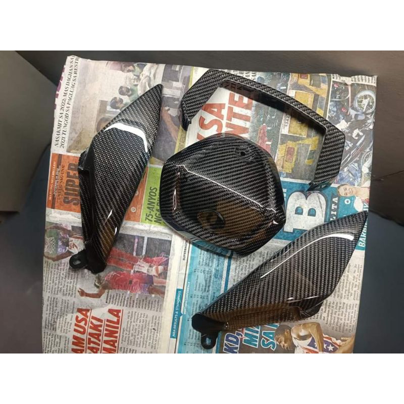 PAKET HEMAT COVER SIDE BODY ,COVER STANG ,COVER SPIDOMETER NMAX NEW CARBON KEVLAR