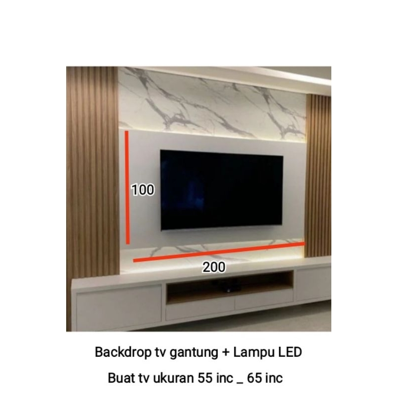 Backdrop tv modern + Lampu LED untuk tv 55 inc _ 65 inc