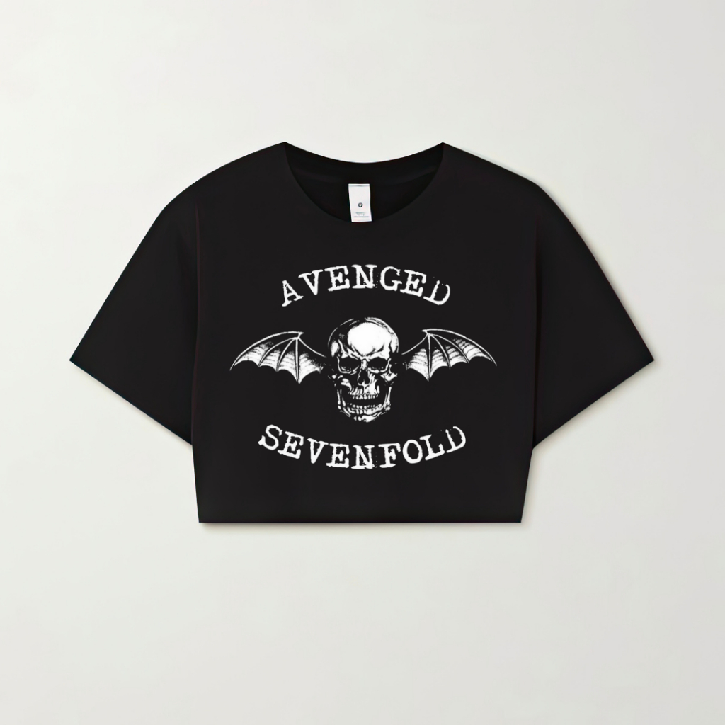 Psycho Crucify "Avenged Sevenfold" Slim Fit Crop Top | Black | Crop Tee | Kaos A7X | Band