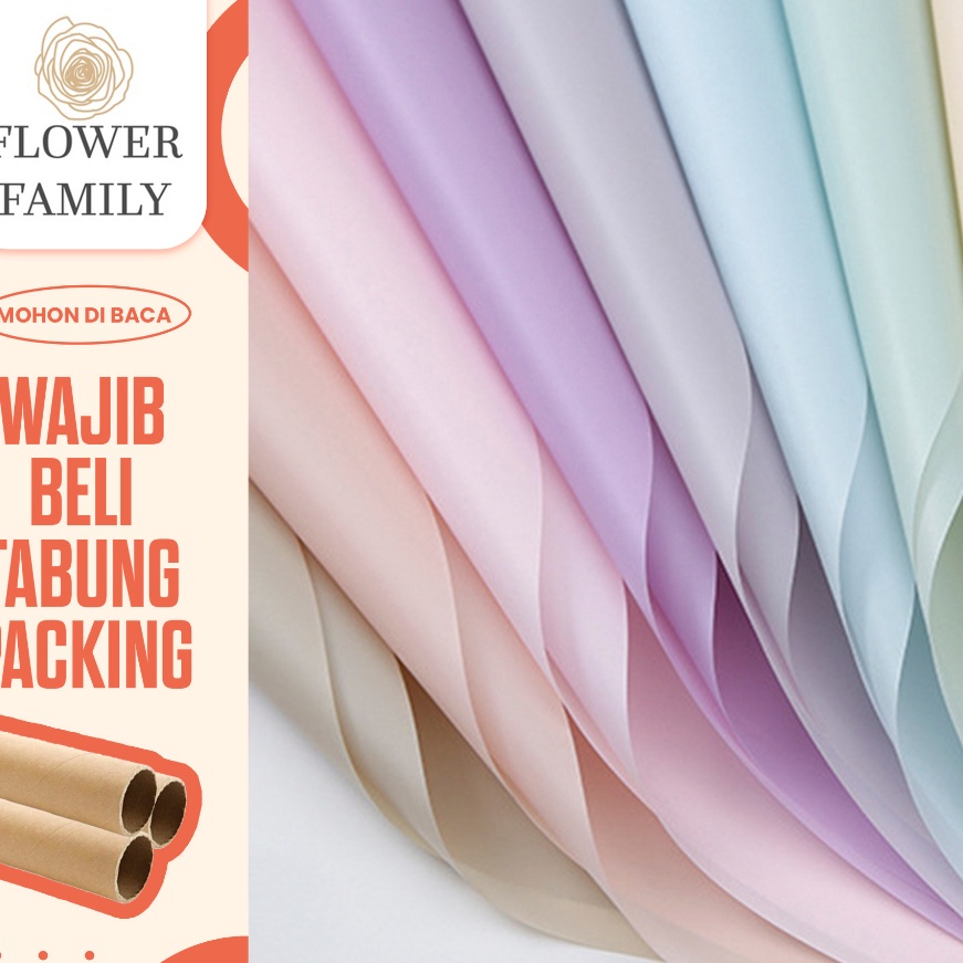 

Langka Flower Family 2 Lembar Kertas Buket Bunga polos Korea CELLOPHANE Waterproof Flower Wrapping Paper Kado Wisuda Anniversary