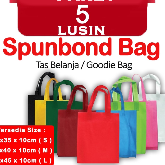 

KI3 Spunbond BAG Goodie Bag Tas Belanja Model Tali Handle Kantong Kain PAKET 5 LUSIN