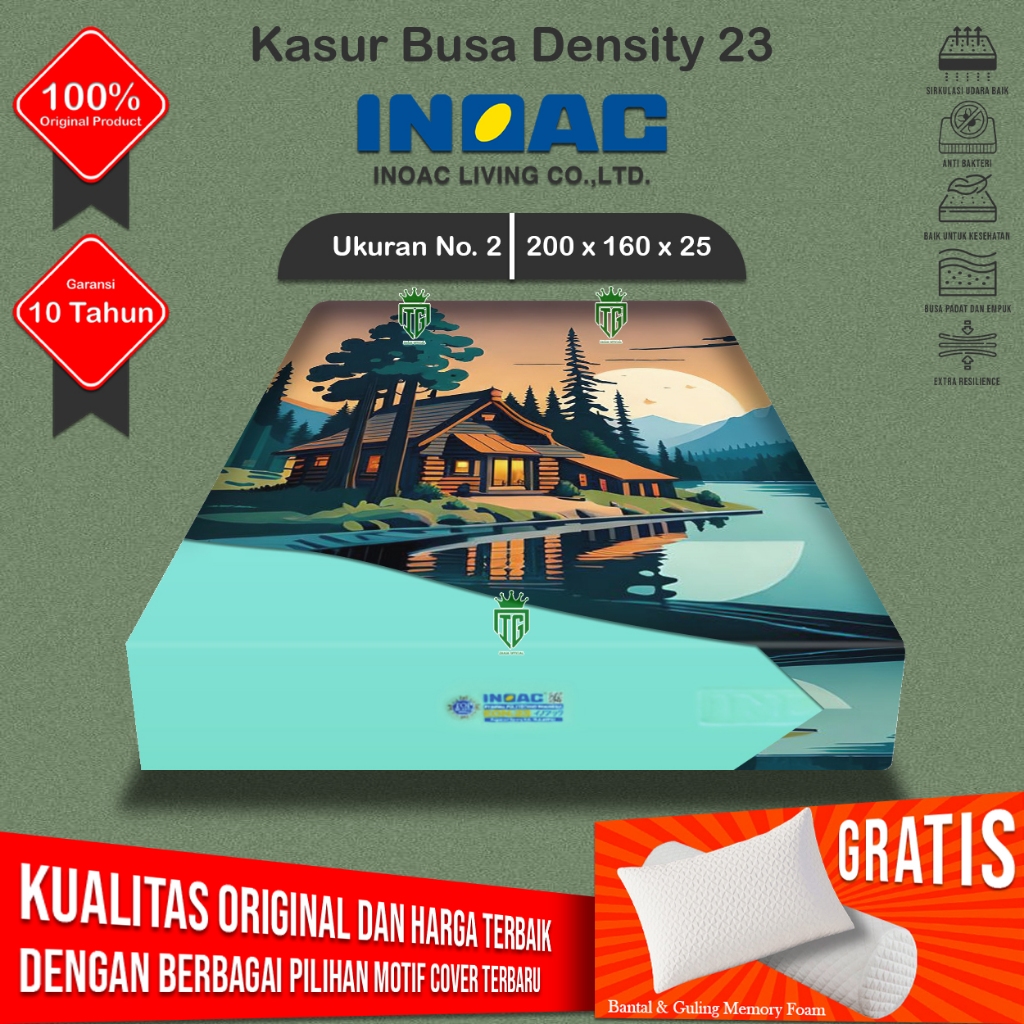 Kasur Busa No. 2 Original INOAC EON Density 23 Garansi 10 Tahun ( 200x160x25 )