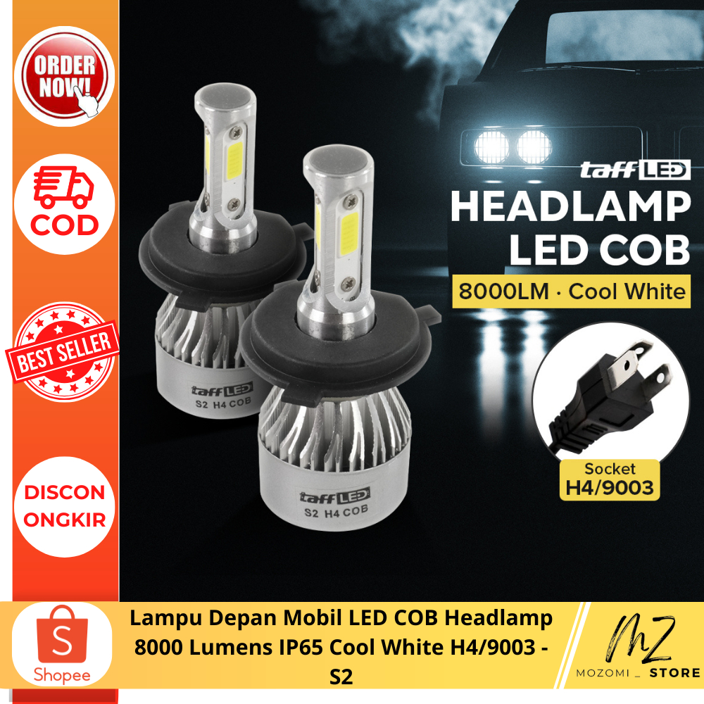 Lampu Depan Mobil LED COB Headlamp 8000 Lumens IP65 Cool White H4/9003 / lampu variasi mobil / Lampu