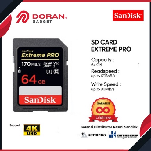 FLASH SALE Memory Card SD Card 64GB Sandisk SDHC CL1 2Mbps Extreme Pro  Original Garansi Resmi