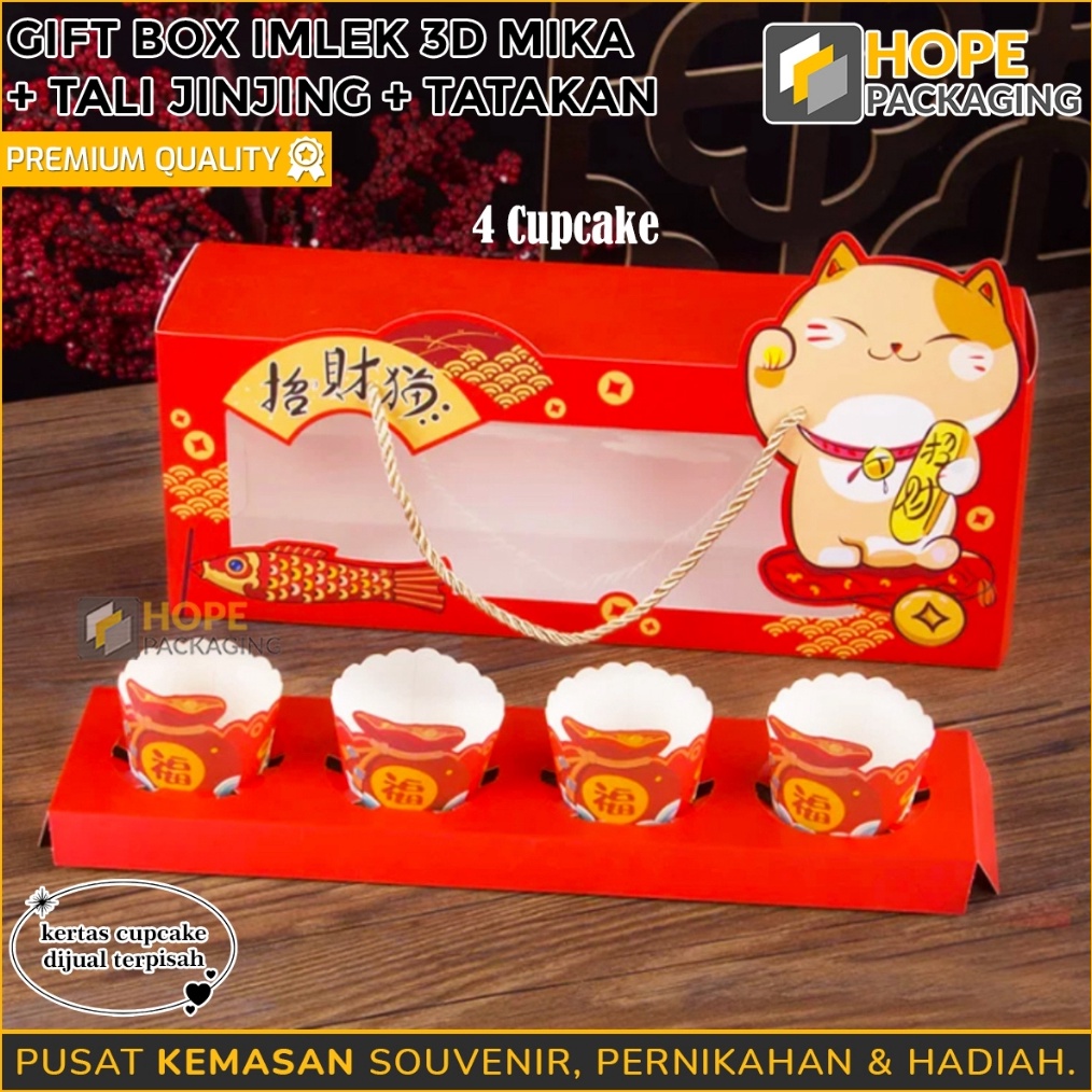

SERBA SERBI Box Hamper Imlek Gift Box Imlek 3D Tatakan Cupcake Box Souvenir Imlek Kotak Kue Imlek Box Kue CNY Paper Box Box Imlek 3 Jar