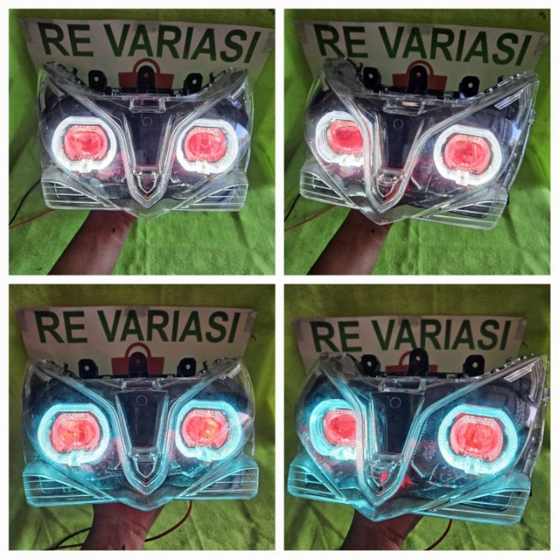 REFLEKTOR LAMPU DEPAN COSTUME BILED VARIO TECHNO 125 SATU SET