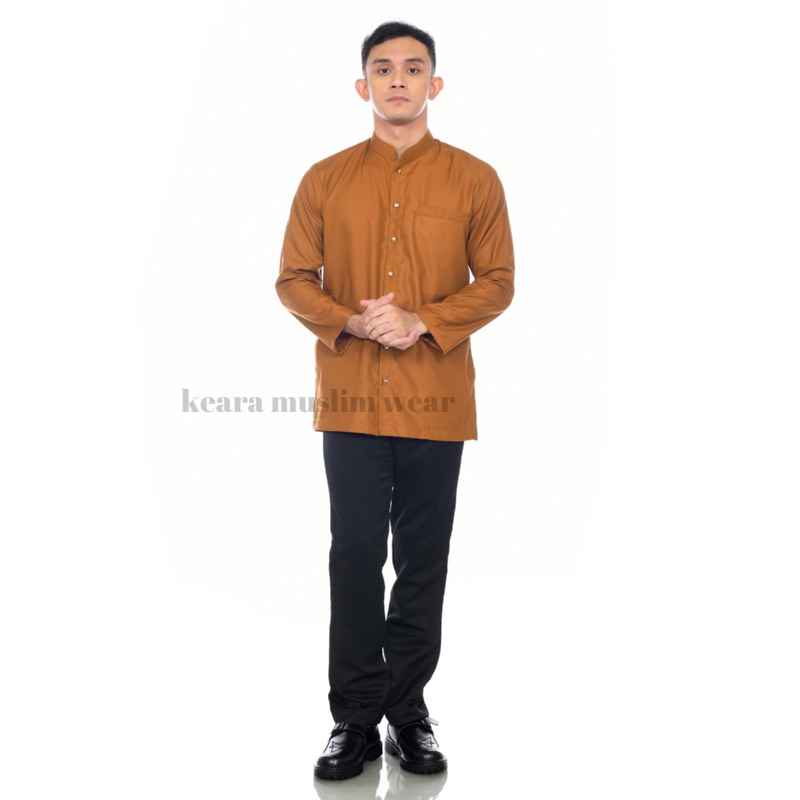 Baju Koko Muslim Yaman Bahan Toyobo Ori Premium Warna Mustard