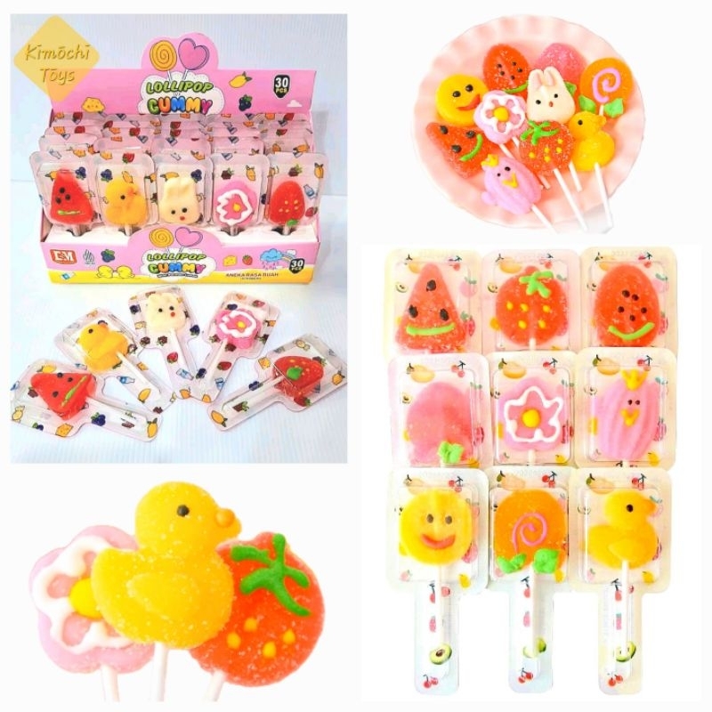 

Permen DSM Lolipop Gummy 1 Pack isi 30 Jelly Boneka Lollipop Lunak Gula Jeli Lucu Aneka Rasa Buah