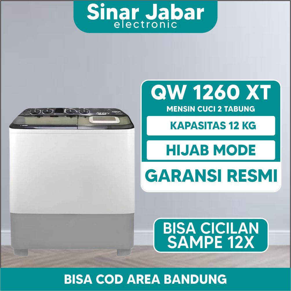 mesin cuci aqua 2 tabung 12 kg qw 1260