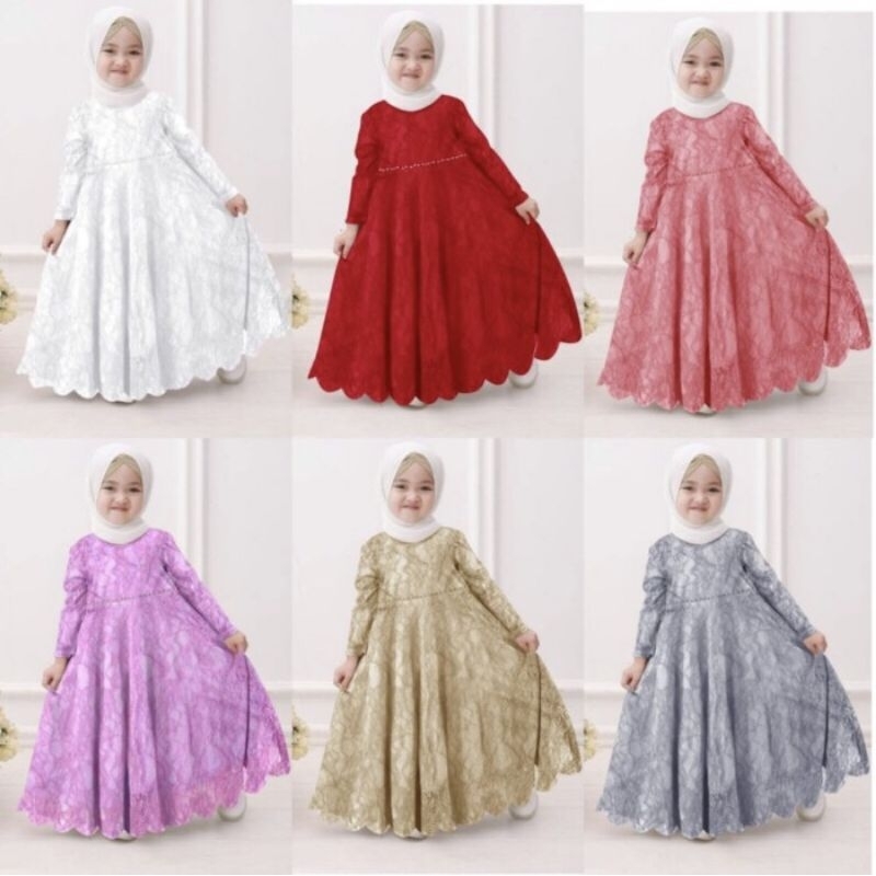GAMIS BRUKAT ANAK BAJU MUSLIM BRUKAT ANAK/GAUN BRUKAT ANAK PEREMPUAN  USIA 0-12 TAHUN