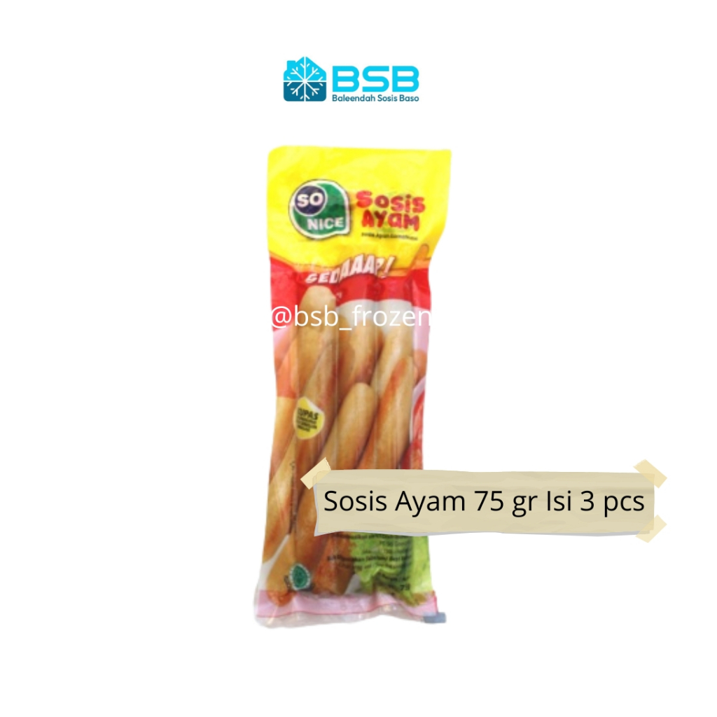 

SO NICE Sosis Ayam SEDAAAP 75 GR ISI 3 Biji SONICE Sosis Siap Masak