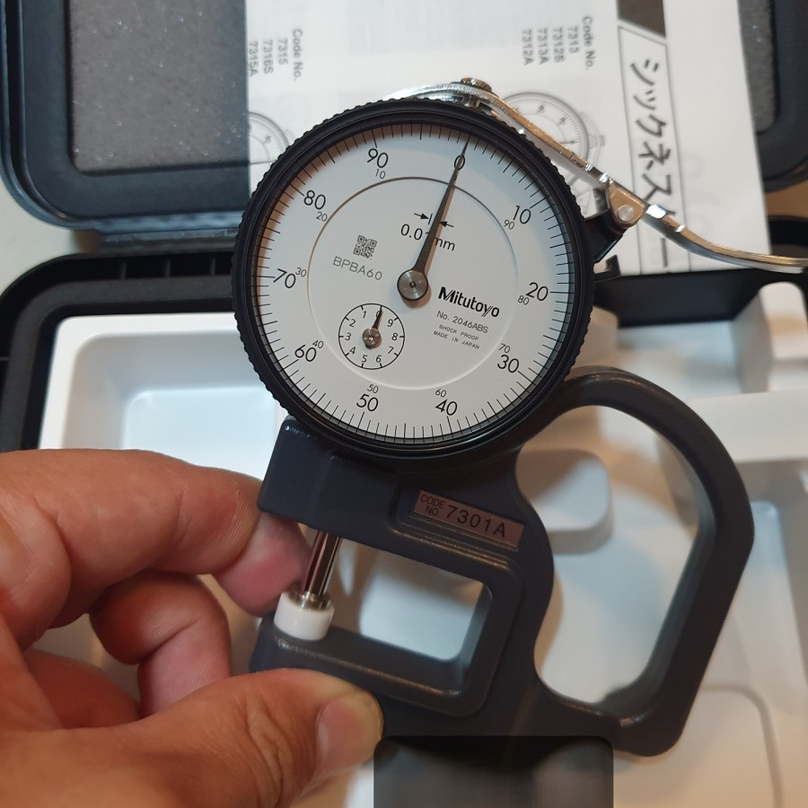 Thickness Gauge, Dial Thickness Gauge Mitutoyo 7301 Dial Thickness Gauge 0-10mm + Sertifikat Kalibra