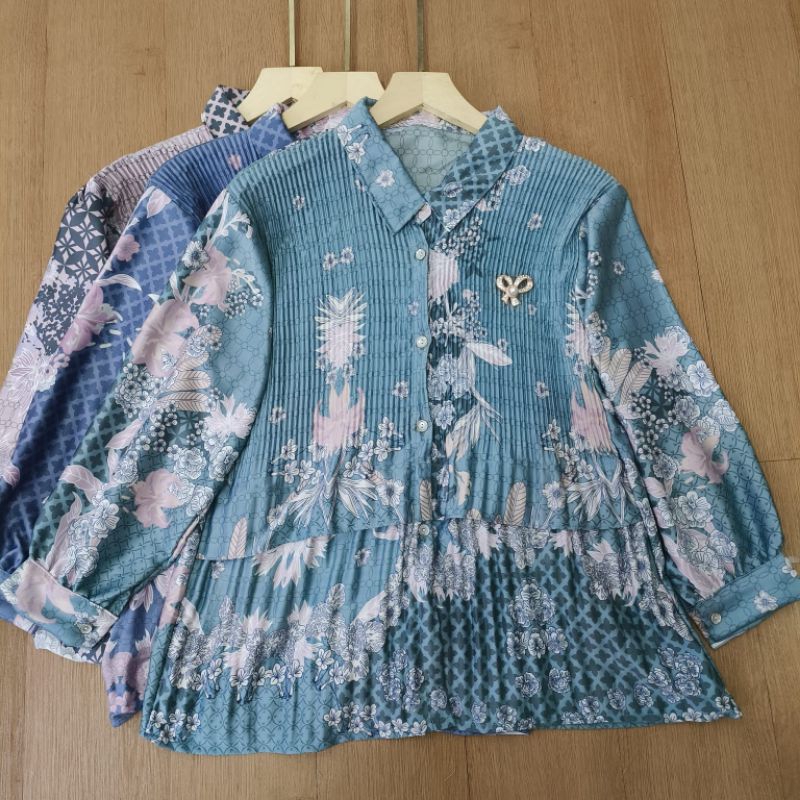 Blouse Plisket Blouse Plisket motif etnik  Blouse Jumbo Wanita