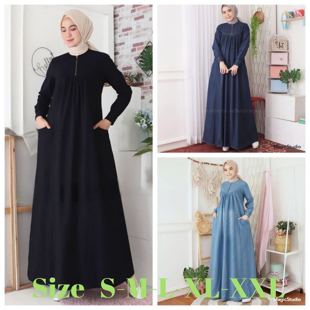Helena Gamis Modern Bahan Jeans Premium