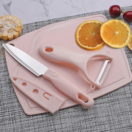 LIMITLESS Pisau Set Talenan 3 In 1  Pisau Set Talenan Pisau Pengupas Buah Sayur Dapur Serbaguna  Pis