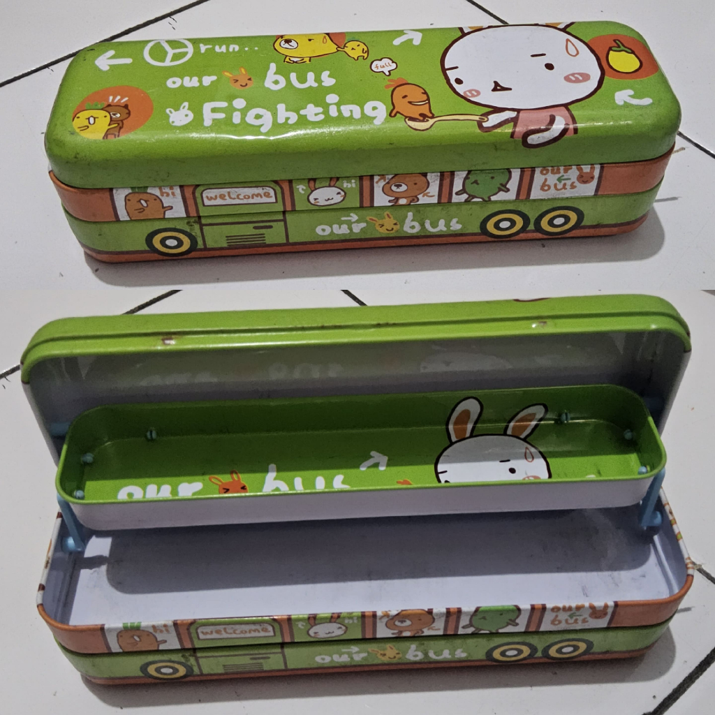 

Tempat Pensil Kaleng Bus Tingkat, Bisa Jalan (pullback)
