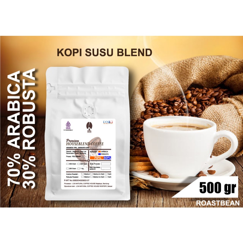 

PREMIUM HOUSEBLEND COFFEE 70%ARABICA PREMIUM + 30% ROBUSTA PREMIUM 500 Gram